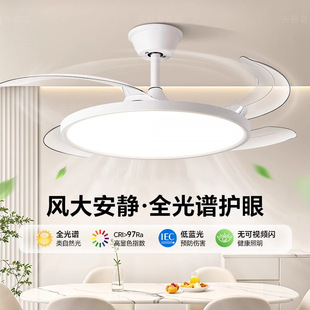 Ultra-Thin Full-Spectrum Eye Protection Invisible Fan Lamp Silent New Restaurant Ceiling Fan Lamp Bedroom Home All-In-One Fan Lamp
