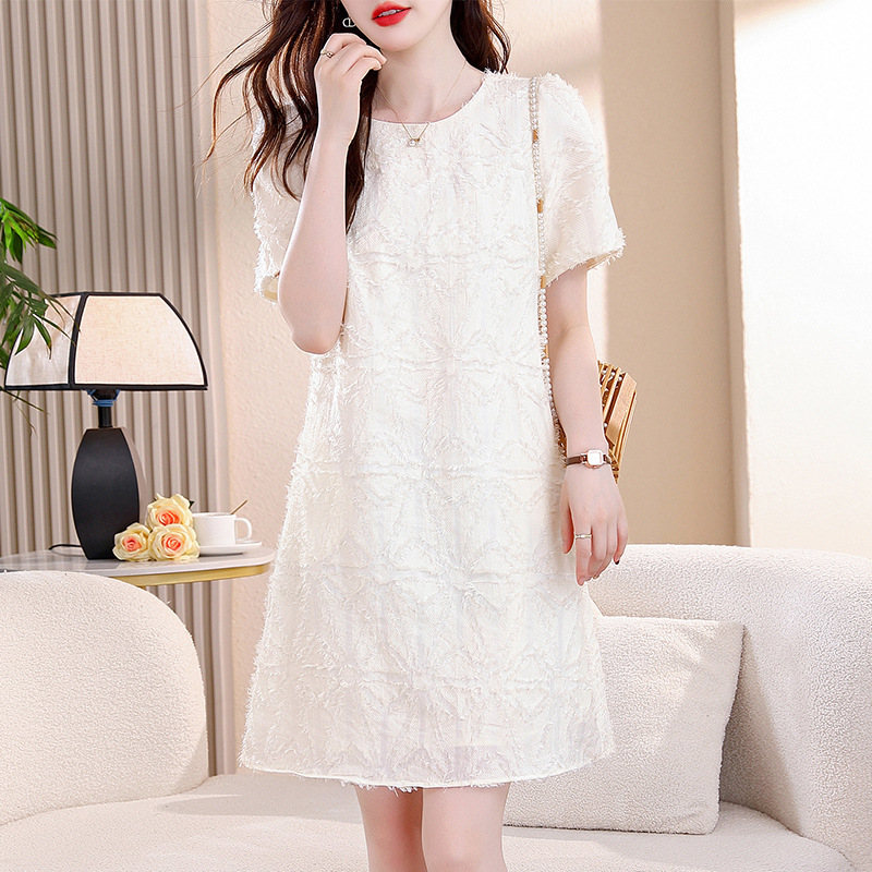 2026 Summer High-End Brand Mulberry Silk Dress Korean Style Mid-Length Fashionable Casual Loose Dress for Moms