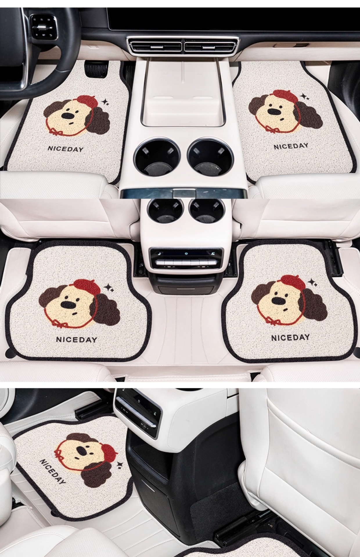 Car Floor Mats, Cute Cartoon Floor Mats, Stain-Resistant, Easy to Clean, Non-Slip, Universal Car Decoration Supplies