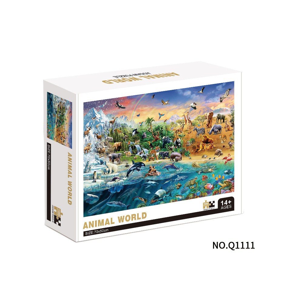 Puzzles de papel transfronterizos adultos 1000 piezas paisaje mapa de animales puzzle desempaquetado plano puzzle juguete regalo