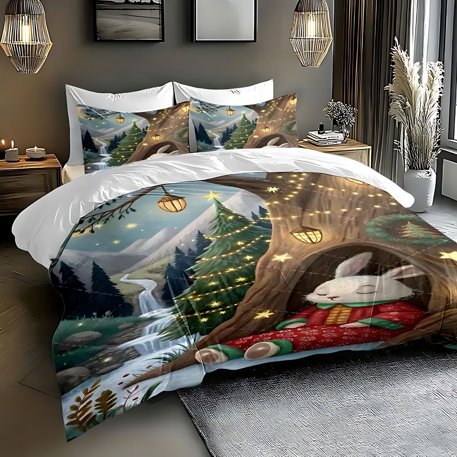 TEMU / JIT Amazon transfronterizo calzado abrigo impresión digital HD conjunto de edredón de pelo para diseñar