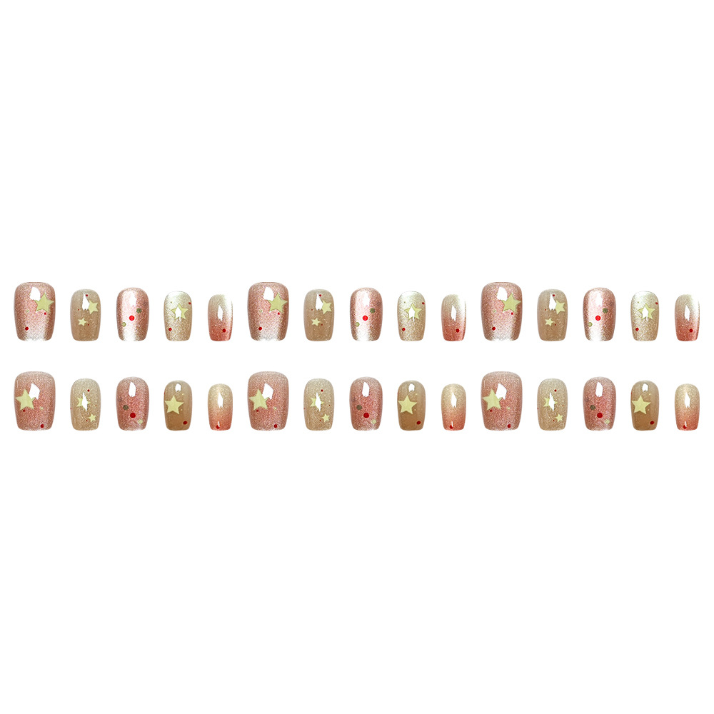 Summer Bodian Venus Cat Eye Nail Art Dulce y juguetón Estilo infantil Armor 30 piezas Parche de uñas terminado
