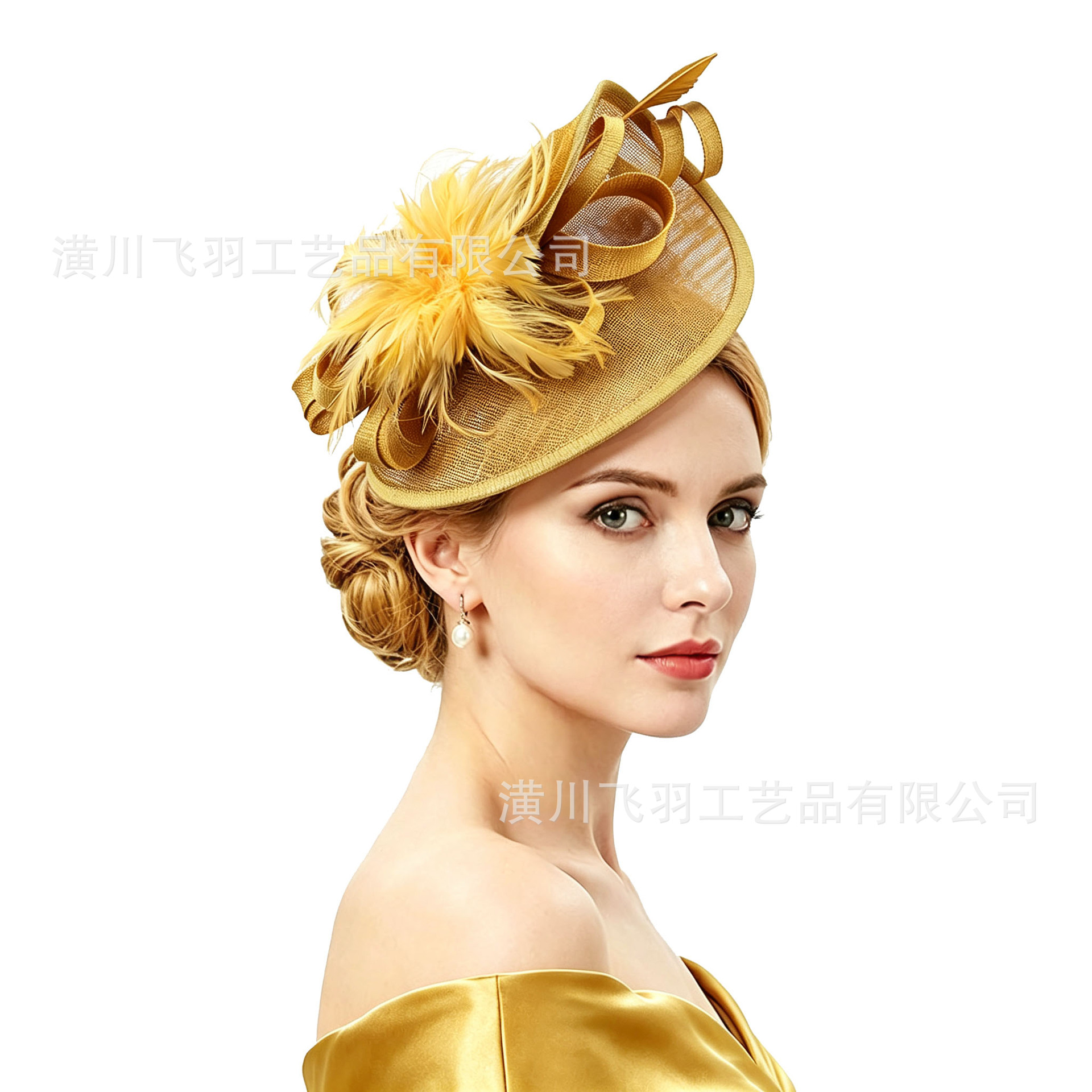 Cross-border bestseller: Horse Racing Club top hat, feather headpiece, hat, mesh headpiece, stage hair accessory, French-style small top hat