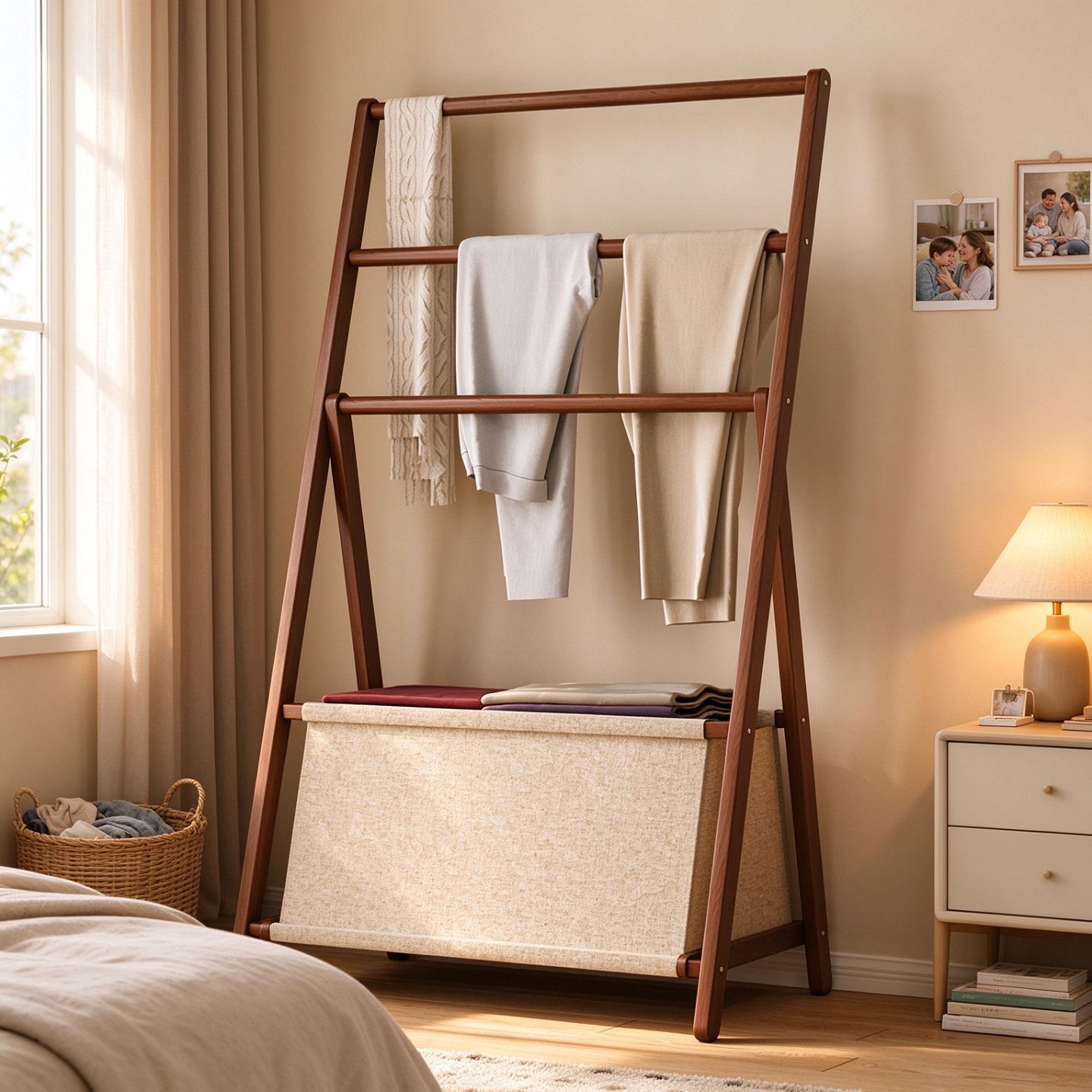 Simple Floor-Standing Clothes Rack for Bedroom, Home Use Coat Rack for Clothes, Storage and Drying Rack, Organizer and Storage Rack