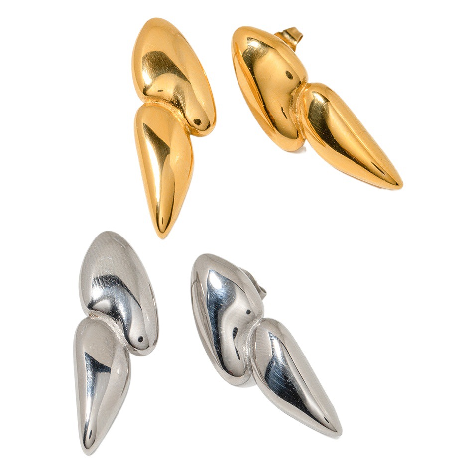 Europeo y americano de la moda europea y americana 18K oro de acero inoxidable pendientes rábano dados hebilla de oreja pendientes