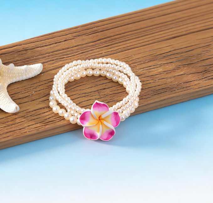 Cruz-frontera tobillera nuevo estilo bohemio Concha anudada a mano de estilo bohemio de La Flor tejida cuerda tobillera al por mayor