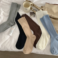春秋季襪子女日系jk純色豎條半腿襪ins潮網紅款基礎百搭堆堆長襪