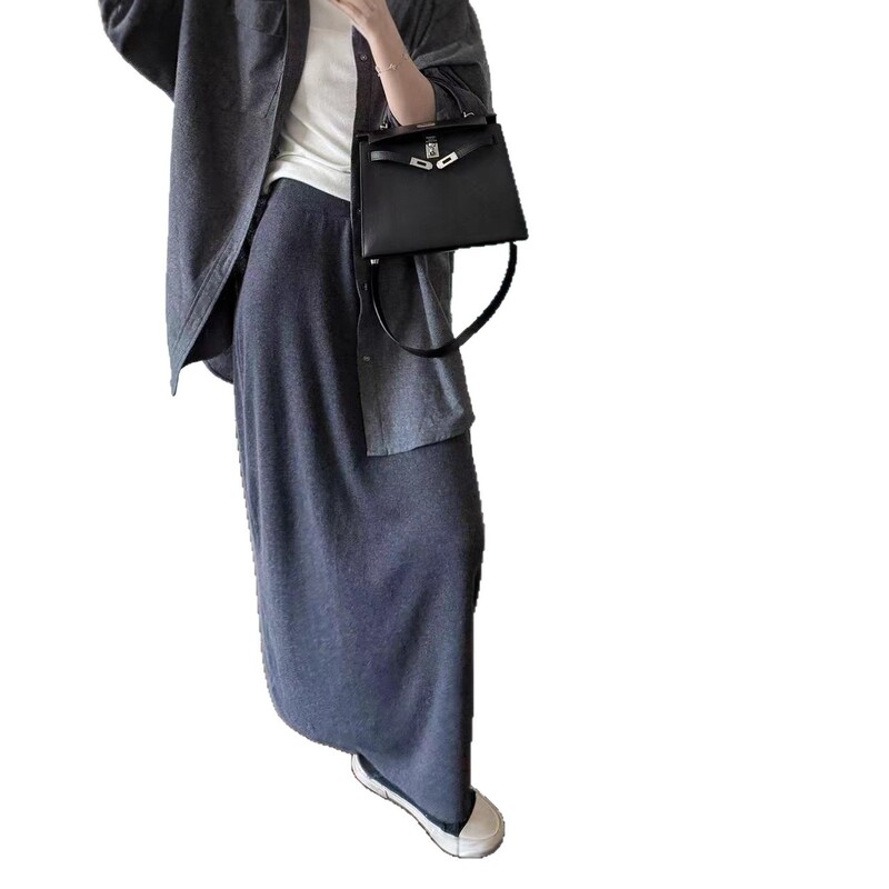 韩系简约百搭显瘦休闲高腰半身裙女秋季新款气质通勤通勤宽松长裙|undefined