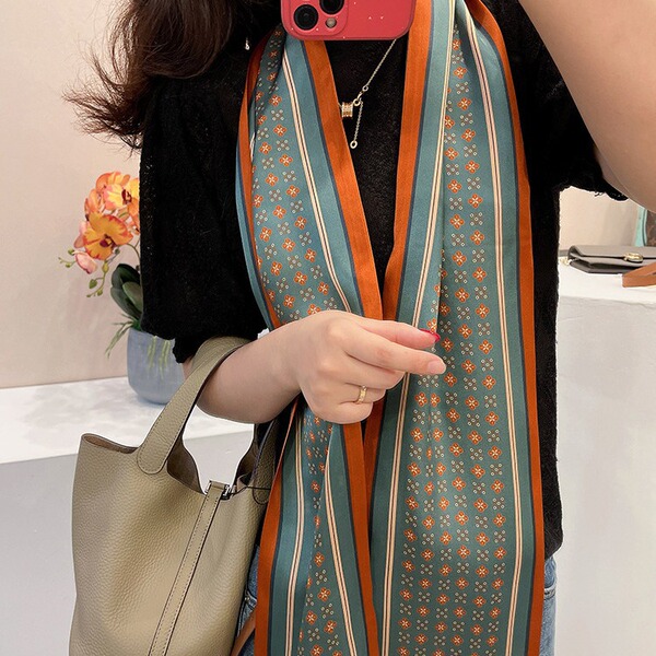 Universal silk summer long double-sided scarf