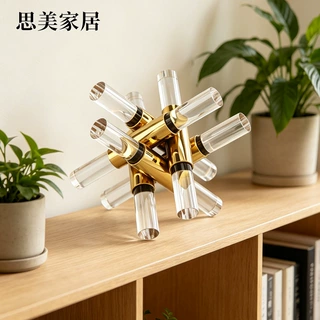 欧式金属交叉棒艺术摆件客厅电视柜亚克力摆件样板房售楼部装饰品