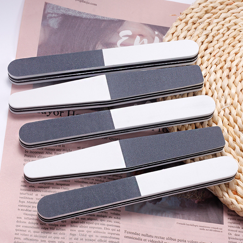 Esmalte de uñas transfronterizo tira de pulido de tres lados tira de molienda negro blanco gris Archivo de esponja bloque de pulido esmalte de uñas tira de arena herramienta de uñas