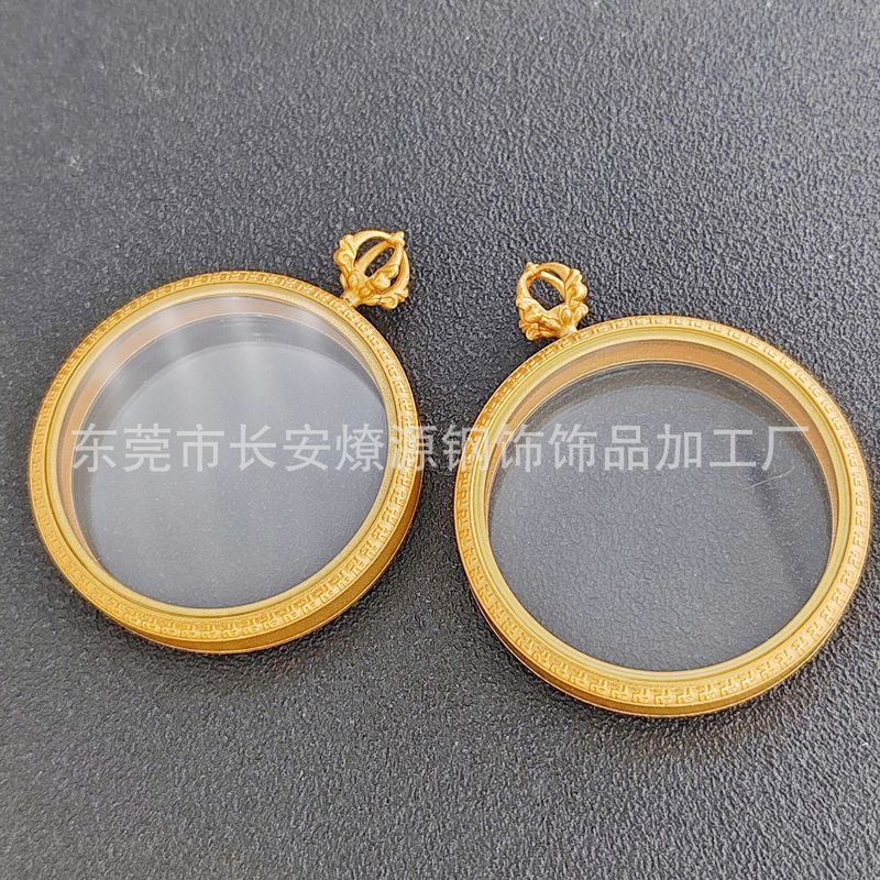 藏式钛钢珐琅彩双面玻璃唐卡画壳坦诚金刚杵嘎乌盒吊坠多款可选|undefined