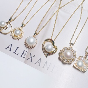 Ins Style High-end Luxury Pearl Pendant Balance Wood Necklace Copper Bag 18K Gold Collarbone Chain Women's Elegant Joker