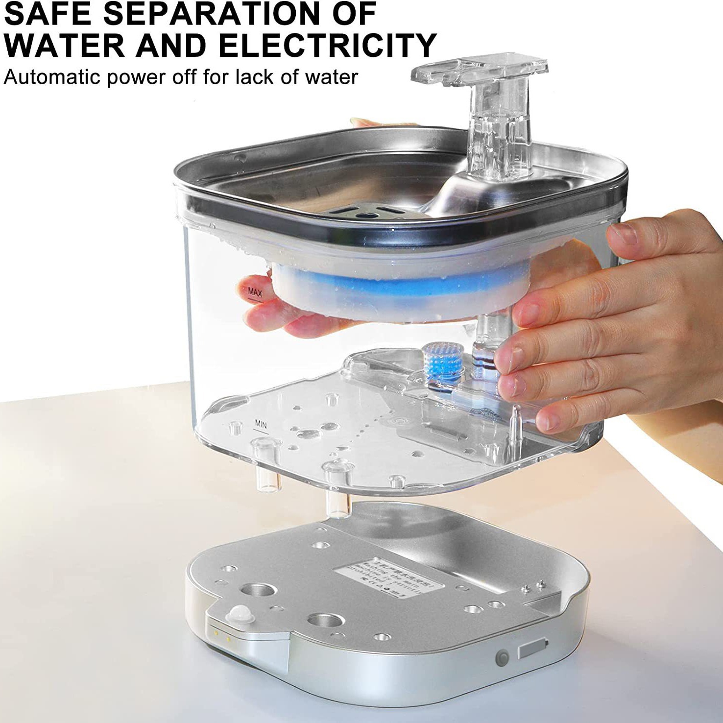 Automatic water dispenser for cats, circulating fountain, smart rechargeable cat water fountain, stainless steel cat and dog pet supplies factory