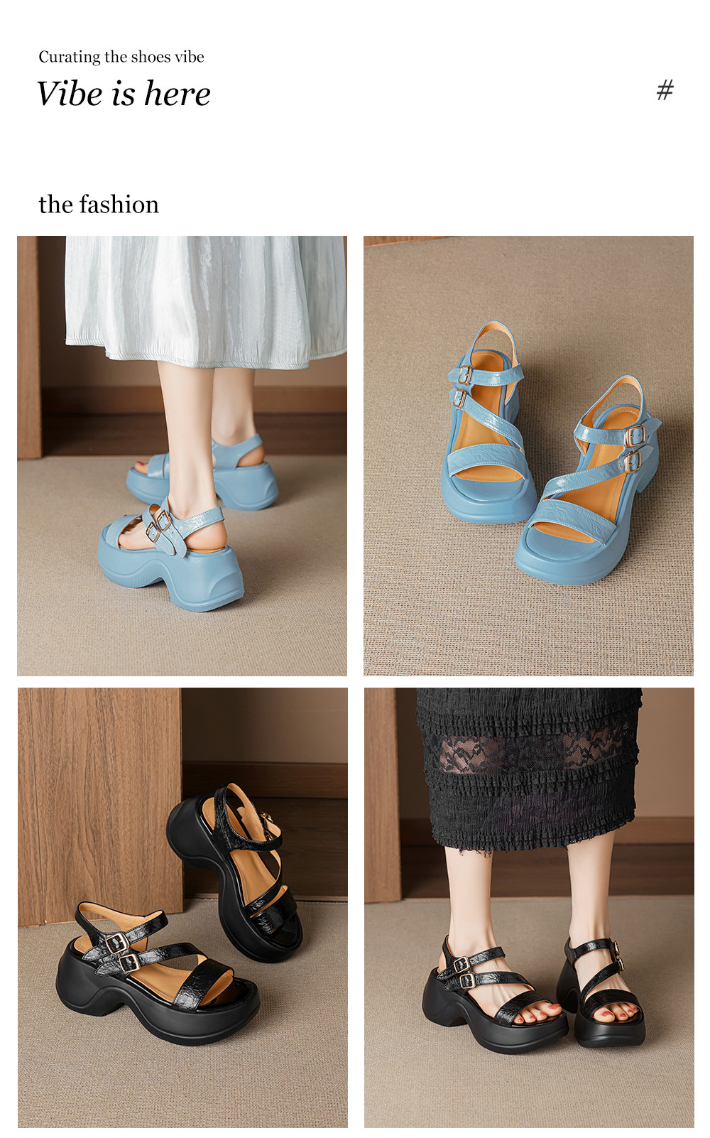 Sandal cao gót nữ hở mũi đế xuồng quai ngang khóa cài — màu đen, màu xanh hồ chi tiết 1