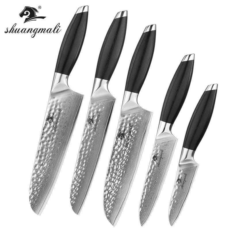 Cuchillo de martillo de oliva forjado de Damasco de cinco piezas cuchillo de cocina cuchillo de cocinero combinación de cuchillo transfronterizo generación