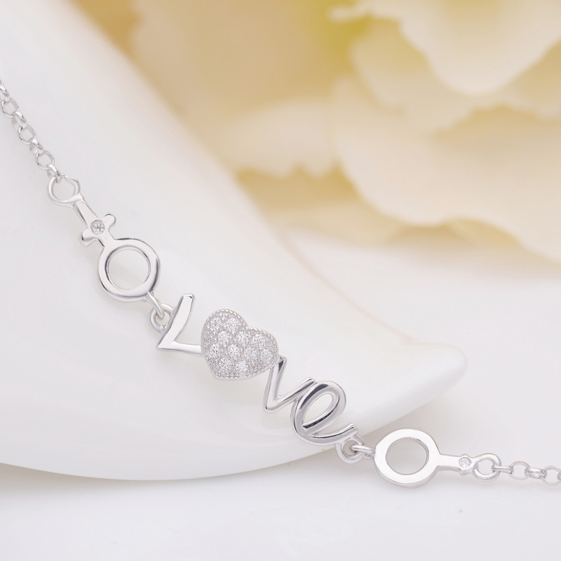 S925 plata esterlina Inglés AMOR pulsera mujer versión coreana simple nicho de diseño pulsera de plata moda joyas de mano versátiles
