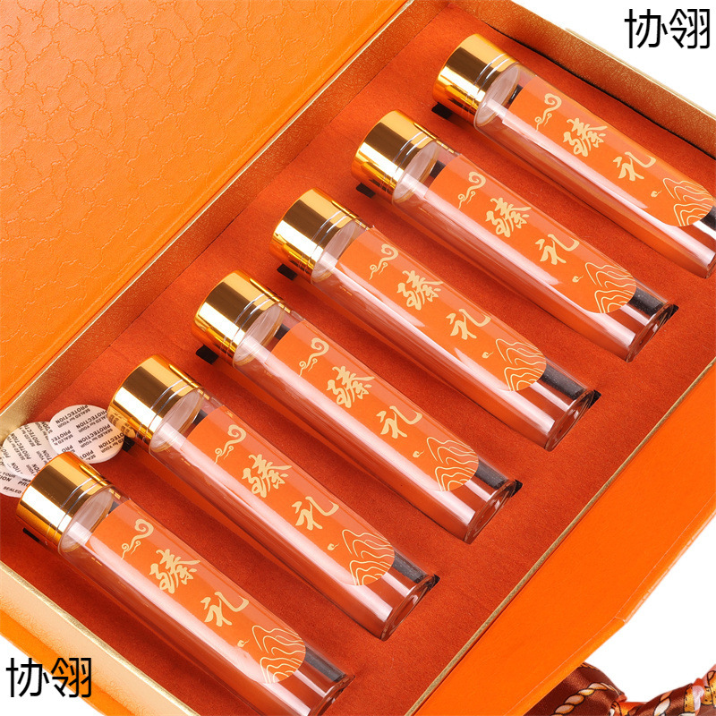 新款六支管通用西洋参石斛礼盒包装盒双拼孢子粉海参礼品盒空盒子
