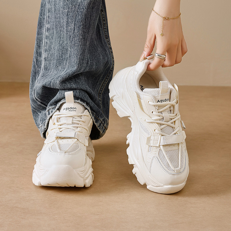 Augu Shi Deng zapatos de suela gruesa para mujeres 2025 nuevo otoño ligero con suela suave zapatos deportivos casuales para mujeres