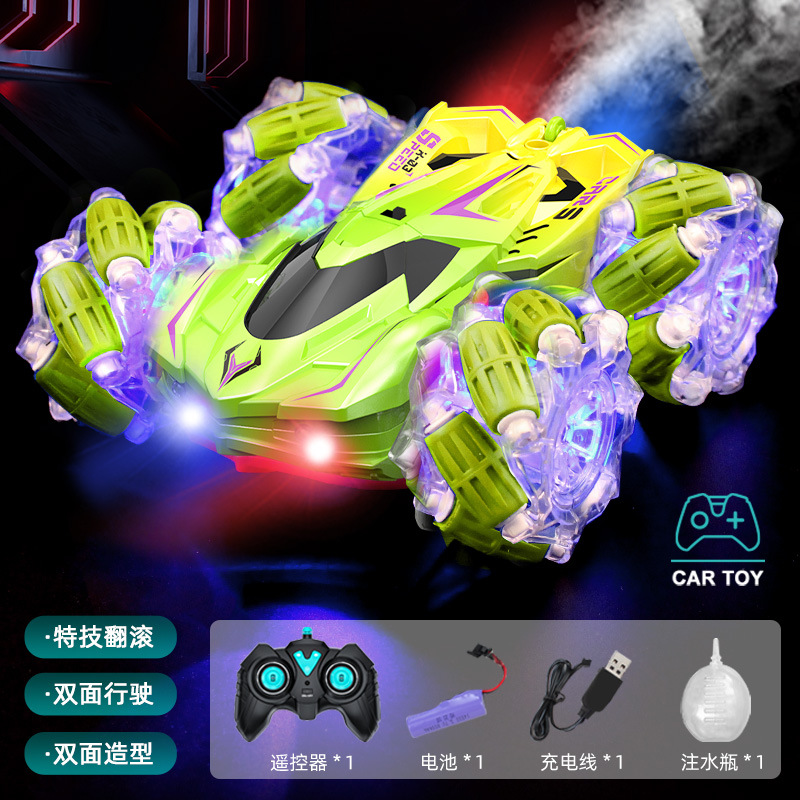 Acrobacias de doble cara a la deriva coche de control remoto iluminación efectos especiales juguetes eléctricos para niños sensor de gestos spray rodante coche de acrobacias
