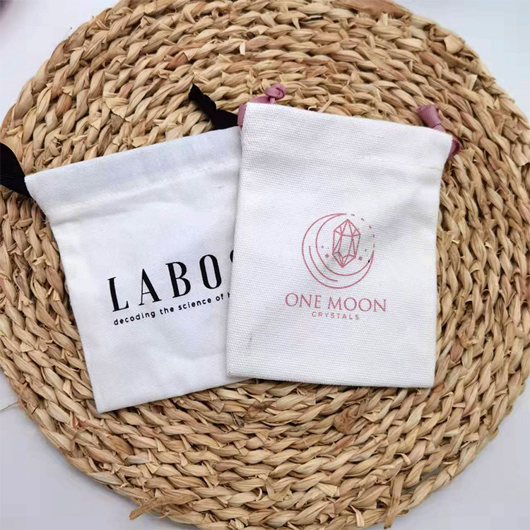 丝带款帆布束口袋便携式珠宝首饰饰品布艺收纳袋可印logo随身飘带