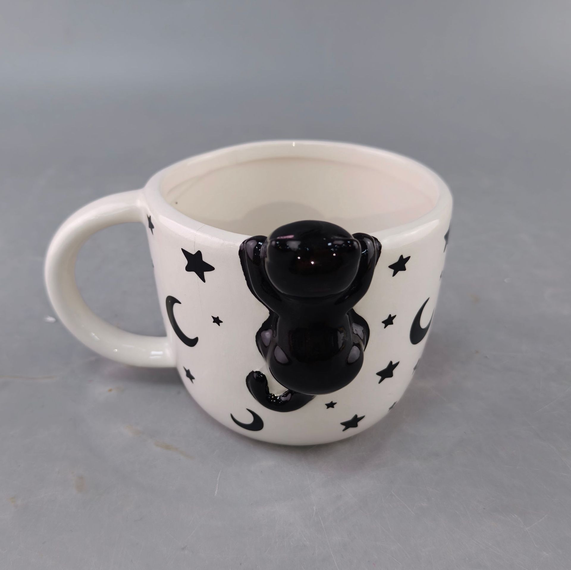 Cerámica taza de Halloween, taza de gato, taza de cerámica pintada a mano, taza de animales, taza de agua de pareja, encantadora