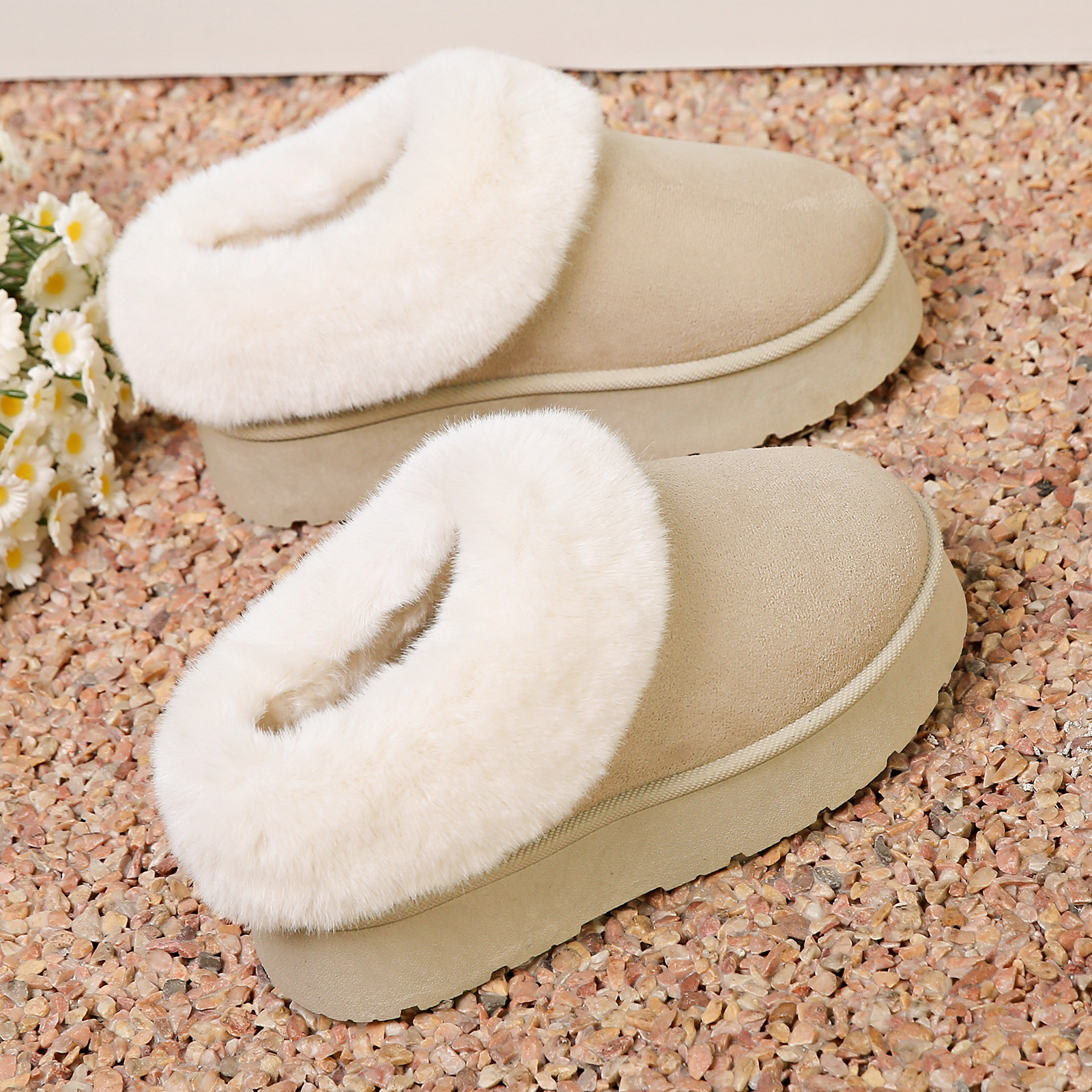 Plush women's cotton shoes short tube and warm women's snow boots_voghion.com