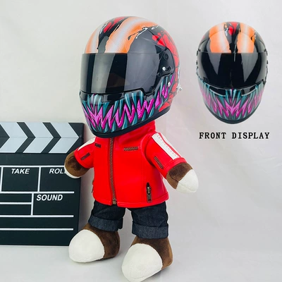 Gift Cycling Tail Box Pendant | Motosiklet dəbilqələri - 28cm-red-leather-f1-third-generation-venom-new-helmet-type-anti-collision-layer