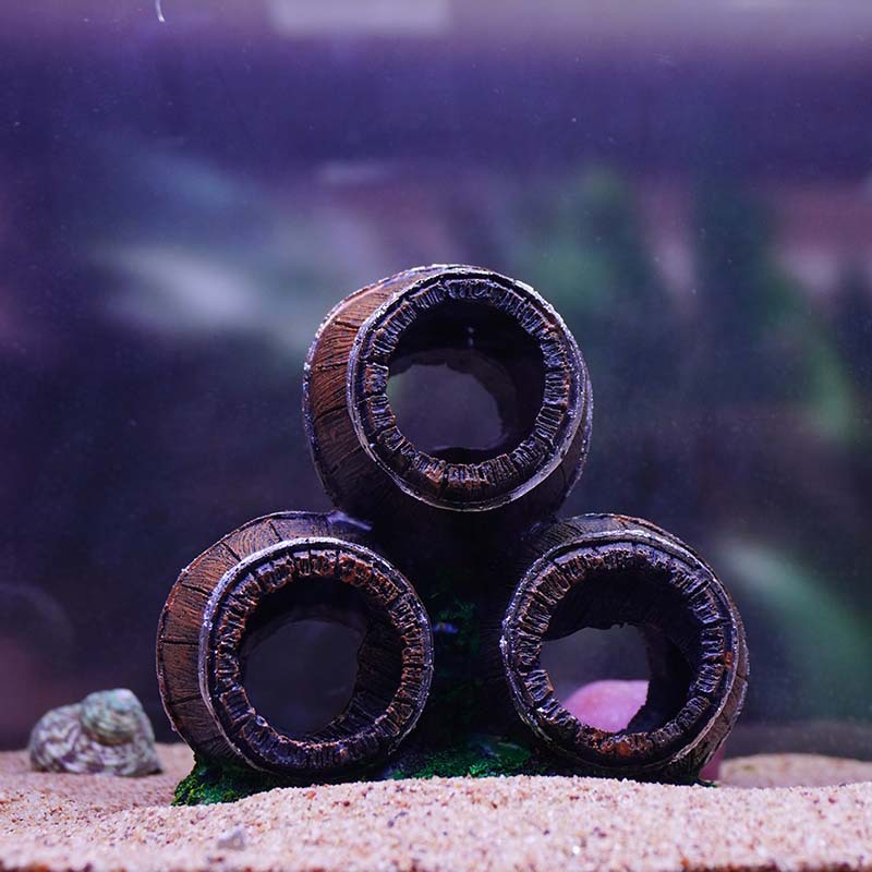 Acuario estilo explosión tanque de césped escenario peces camarones reproducción evitación casa pecera pequeño adornos resina tres pilas cubo de vino combinado