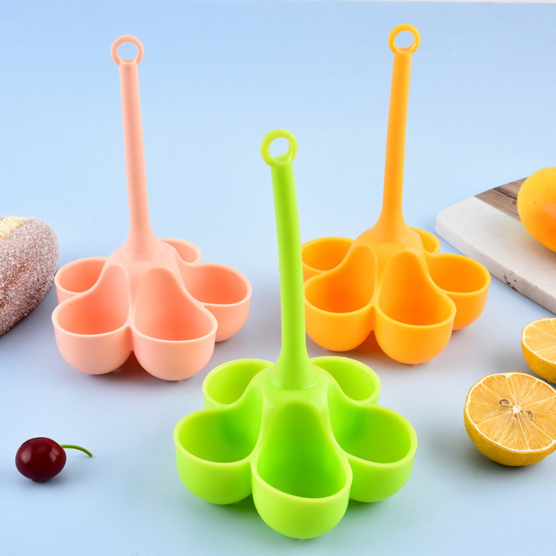Hervidor de huevos de silicona transfronterizo: bandeja creativa para cocinar huevos al vapor con 5 agujeros, resistente a altas temperaturas, apta para uso alimentario, para preparar comida para bebés, para hornear.