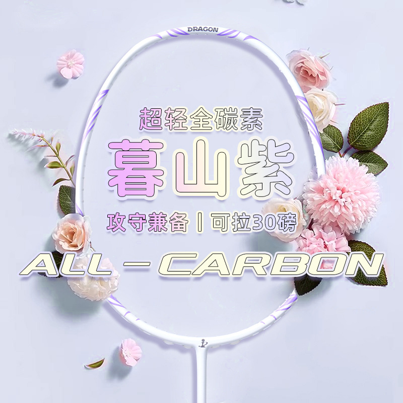 羽毛球拍碳素纤维单拍5U超轻高磅比赛训练羽毛拍套装高磅羽毛球拍