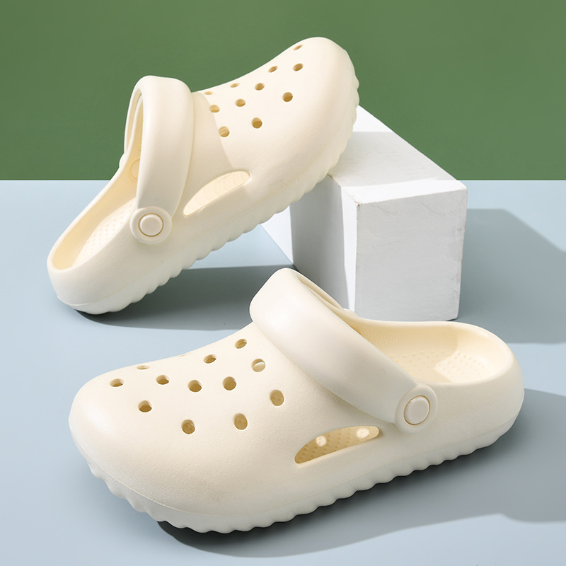 Women's Hole Shoes for Outer Wear Summer Height-increasing Thick-soled Baotou Slippers Beach Non-slip Non-smelly Feet Breathable Wear-resistant Sandals