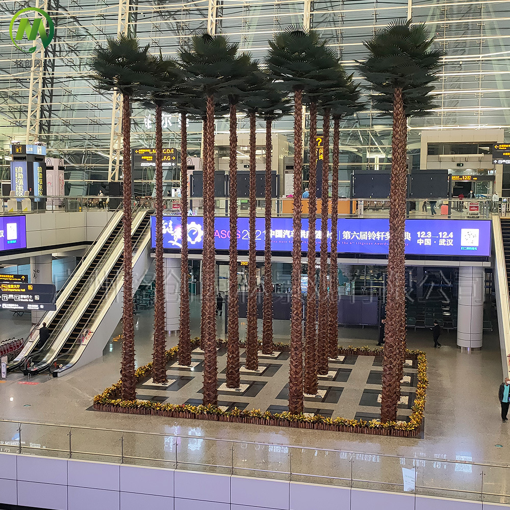 Palmeras artificiales para decoración, grandes palmeras de abanico simuladas, árboles simulados para exteriores, árboles falsos de fibra de vidrio