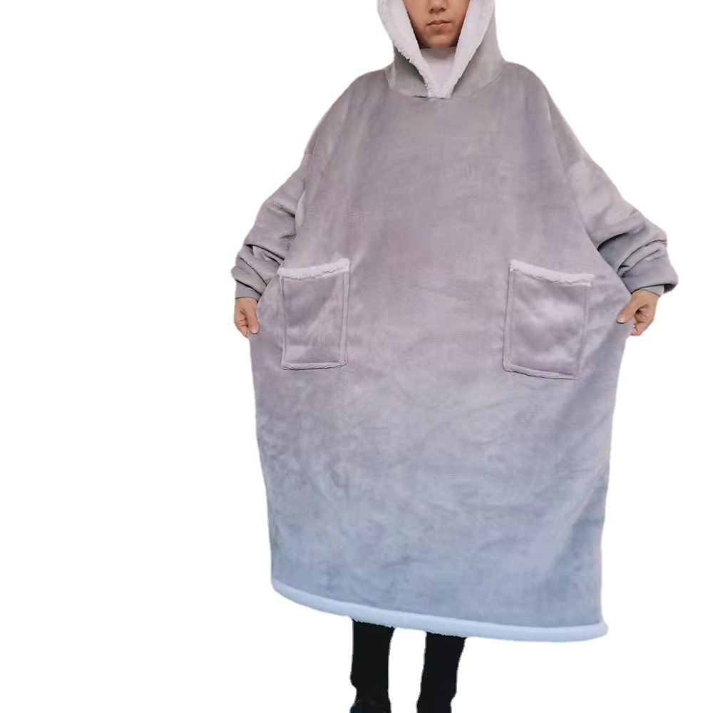Nouvelle couverture à capuche en flanelle pour la maison, couverture TV, couverture en velours extra longue, confortable, ample et portable_voghion.com