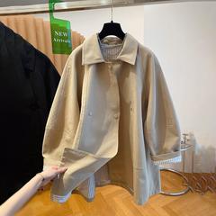 英伦风翻领风衣外套女中长款2025春装新款韩版宽松休闲气质款上衣