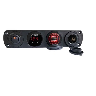 New automobile and motorcycle modification. One-word 4-hole plate panel combination switch dual USB4.2A power socket voltmeter