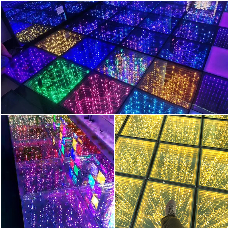 LED espejo piso luz luminosa estrella Fondo pared abismo piso azulejo KTV bar etapa lámpara discoteca baile neón Luz
