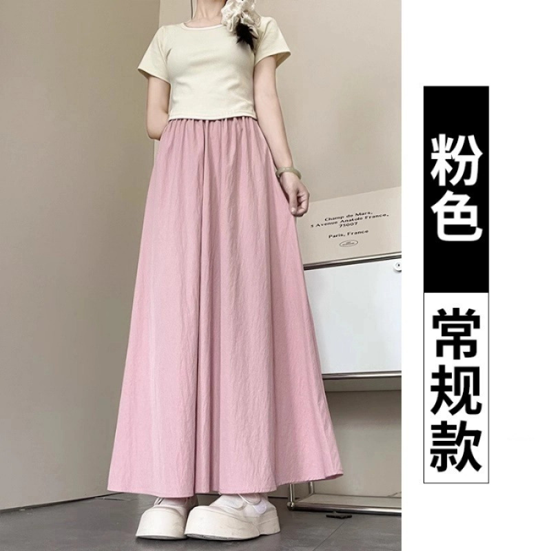アプリコットアイスシルク山本キュロット女性の夏薄い 2025 新しいハイウエストカジュアルドレープ怠惰な綿とリネンのワイドレッグパンツ|undefined
