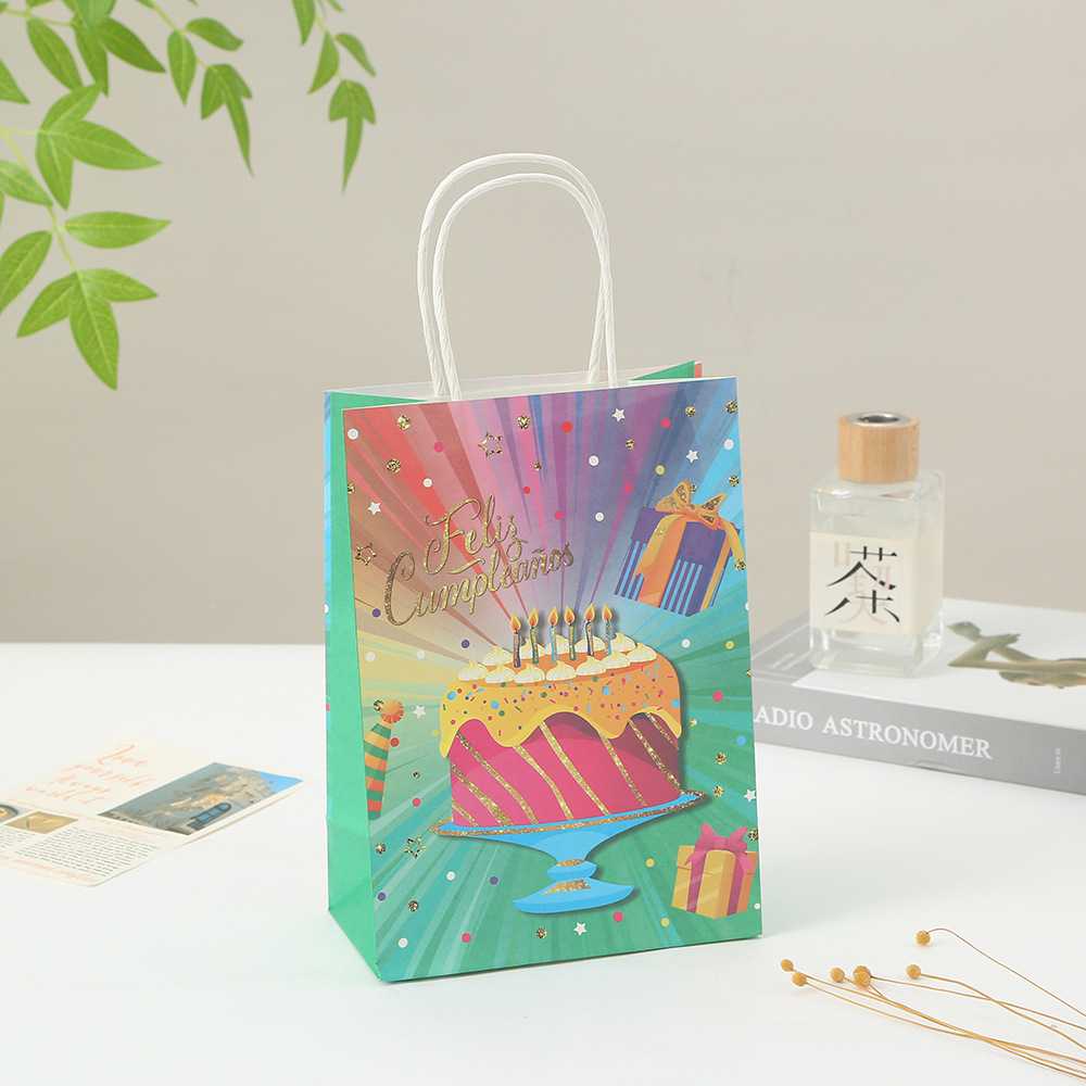 Bolsas de regalo de fiesta de cumpleaños bolsas de compras impresas bolsas de papel kraft bolsas de globo al por mayor bolsas de mano bolsas de compras