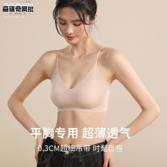 【2カップで大きく見える】細いショルダーストラップで見えないシームレスで美背中、小胸下着、女性用プッシュアップブラ、夏用女性用