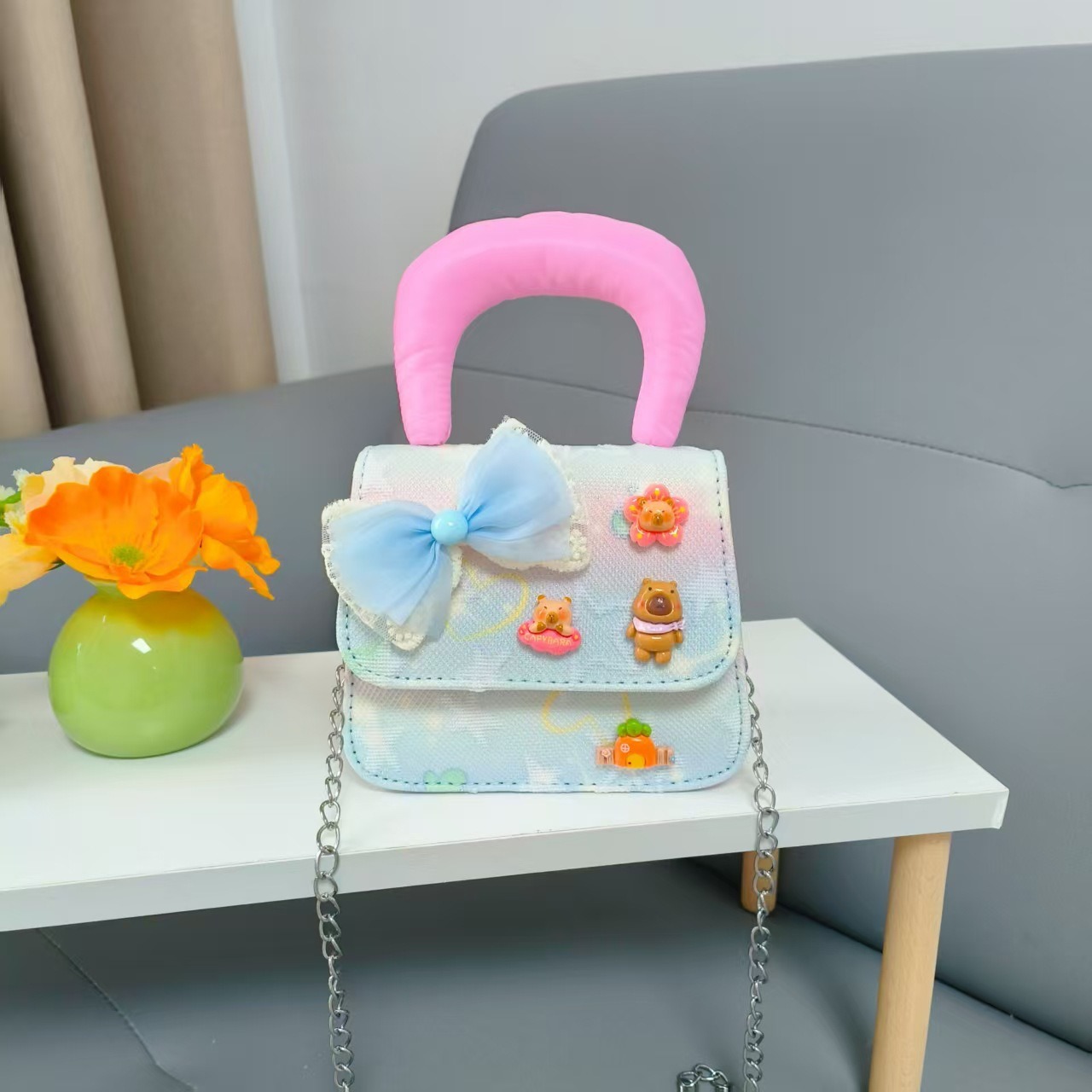 Cartoon adorable arco princesa bolso de Año Nuevo para niños bolso de mochila cadena pequeña bolsa de accesorios de viento fragante