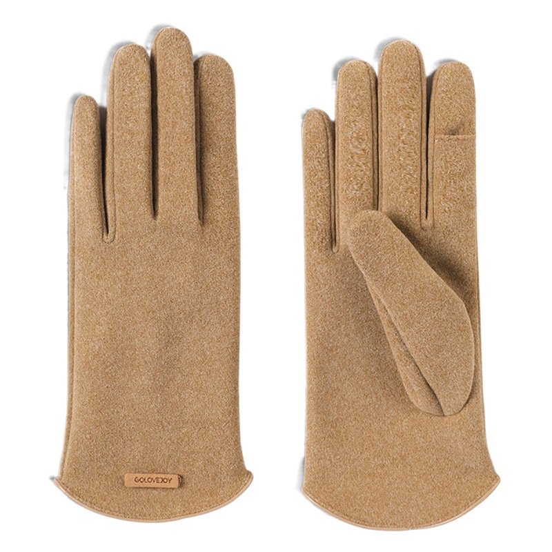 Otoño e invierno guantes de terciopelo Forro cálido forrado de lana gruesa a prueba de viento a prueba de frío a prueba de fugas Flip dedo guantes de pantalla táctil para mujeres