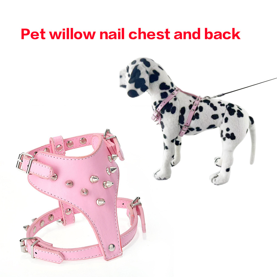Adjustable Dog Camisole Stylish Studded Leather Leash - Walking
