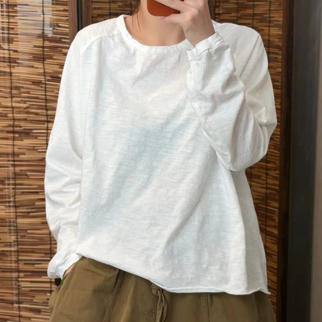 Autumn short shirt with a round collar