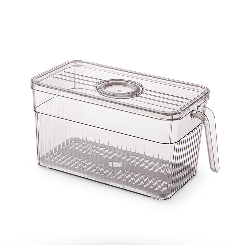 Refrigerador caja de almacenamiento cocina crisper alimentos grado grande transparente tiempo caja de almacenamiento con mango separado caja de drenaje