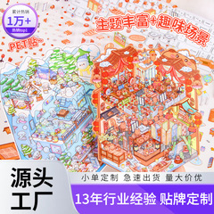 漫画大サイズ造景シールカスタム3D立体ミニチュアシーンタイルかわいい解凍diyステッカー卸売り