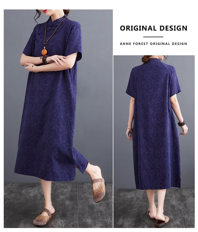Plus-size Linen Muslim Dress With Button-up Detail And Vintage Style_voghion.com