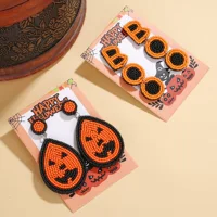 Трансграничный новый Хэллоуин BOO бисер серьги ужасы гримаса BOO буквы ручной вязки праздничные серьги