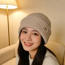 日系羊毛混纺针织帽子女秋冬加厚保暖大头围包头帽显脸小毛线帽男