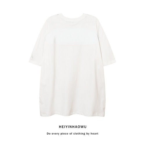 Men's round neck short sleeve T-shirt, summer sport top, loose oversized casual hip-hop men's trendy crew neck tee shirt